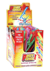 Party Pecker Straws Neon 144/display