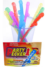 Party Pecker Straws Neon 10pk