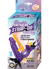 Double Penetrator Strap On C Ring  purp
