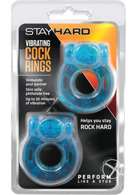 Stay Hard Vibrating Cockrings Blue 2pk