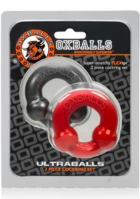 Ultraballs 2pk Cockring Steel/red