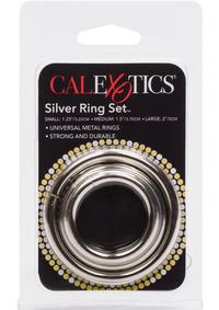 Silver Cock Ring 3 Piece Set