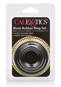 Rubber Cock Ring Black 3 Piece