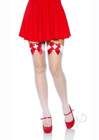 Industrial Net Thigh High Os Wht/red