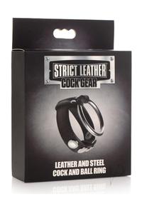Cg Leather/steel Cock and Ball Ring Black