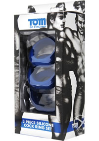 Tof 3 Piece Silicone Cock Ring Set Blue