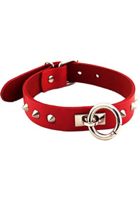 Rouge O Ring Studded Collar Red
