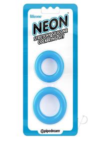Neon Stretchy Silicone Cockring Set Blue