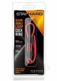 Stay Hard Silicone Dbl Loop Cockring Red
