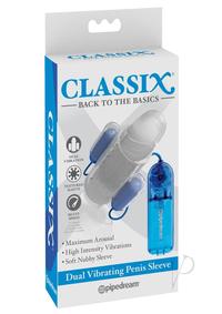 Dual Vibe Penis Sleeve Blue/clear