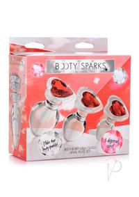 Booty Spark Red Heart Gem Glass Plug Set