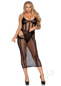 Net Opaque Bodysuit Skirt 2pc Os Black