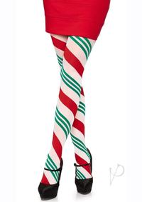 Holiday Ribbon Stripe Tights Os Grn/red