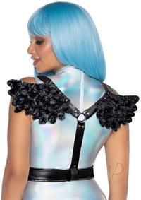 Furry Angel Wing Body Harness Os Black