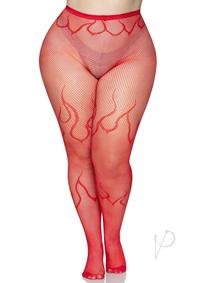 Flame Net Tights 1x/2x Red