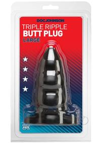 Triple Ripple Butt Plug Black Large